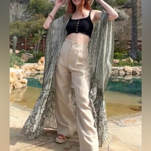 Mossy Maxi Free Flow Paisley Duster Kimono - Picture 2 of 6